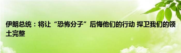 伊朗总统：将让“恐怖分子”后悔他们的行动 捍卫我们的领土完整