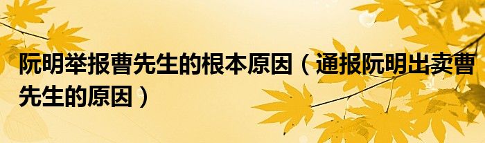 阮明举报曹先生的根本原因（通报阮明出卖曹先生的原因）