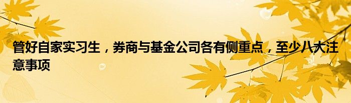 管好自家实习生，券商与基金公司各有侧重点，至少八大注意事项