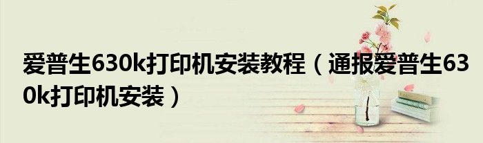 爱普生630k打印机安装教程（通报爱普生630k打印机安装）