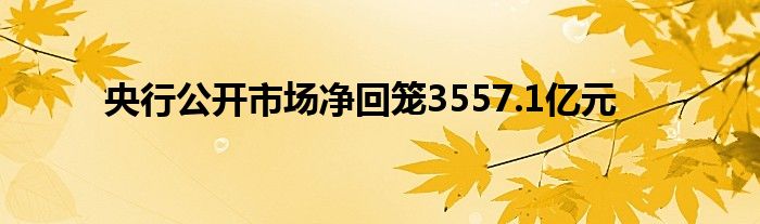 央行公开市场净回笼3557.1亿元