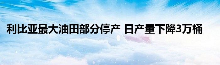 利比亚最大油田部分停产 日产量下降3万桶