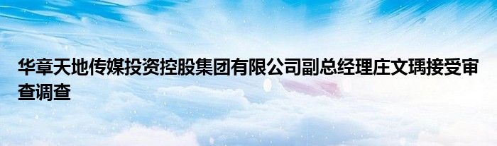 华章天地传媒投资控股集团有限公司副总经理庄文瑀接受审查调查