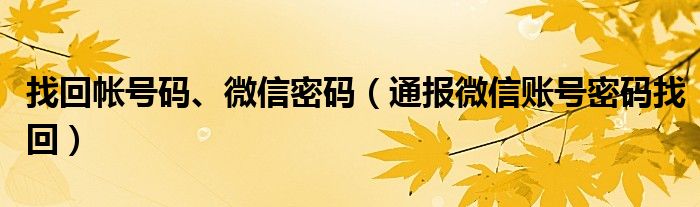 找回帐号码、微信密码（通报微信账号密码找回）