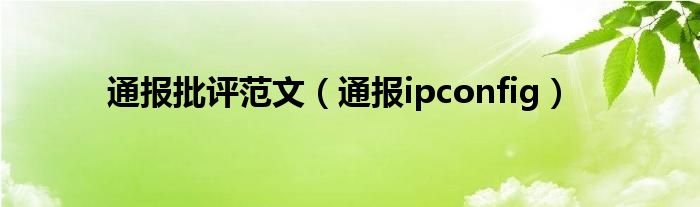 通报批评范文（通报ipconfig）