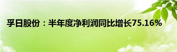 孚日股份：半年度净利润同比增长75.16%