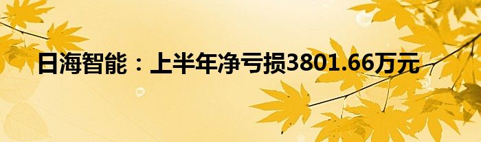 日海智能：上半年净亏损3801.66万元