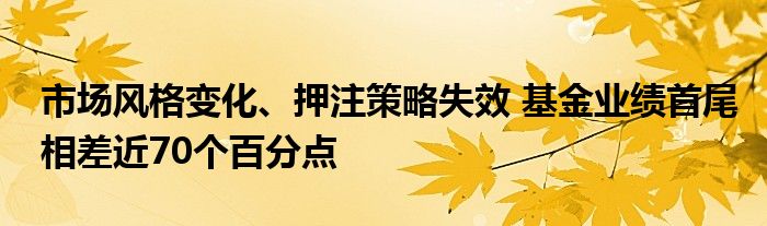 市场风格变化、押注策略失效 基金业绩首尾相差近70个百分点