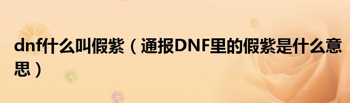 dnf什么叫假紫（通报DNF里的假紫是什么意思）