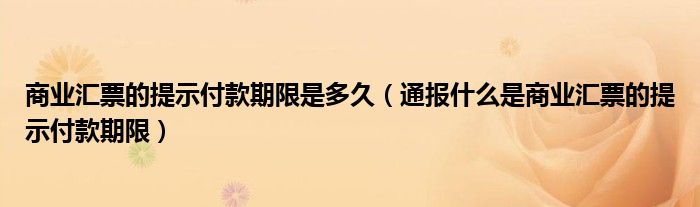 商业汇票的提示付款期限是多久（通报什么是商业汇票的提示付款期限）