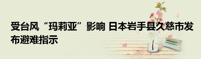 受台风“玛莉亚”影响 日本岩手县久慈市发布避难指示