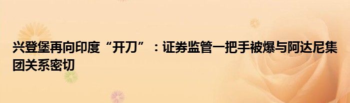 兴登堡再向印度“开刀”：证券监管一把手被爆与阿达尼集团关系密切