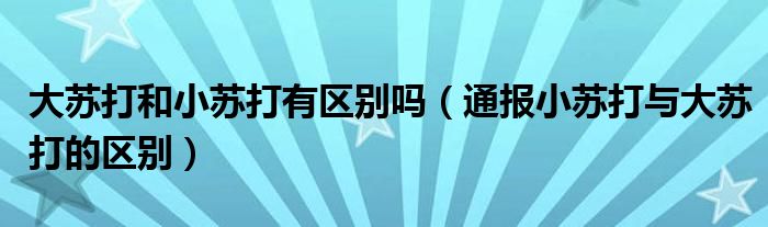 大苏打和小苏打有区别吗（通报小苏打与大苏打的区别）