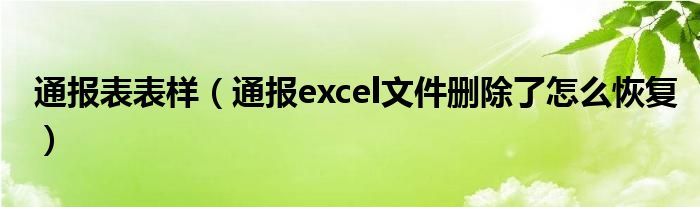 通报表表样（通报excel文件删除了怎么恢复）