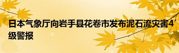 日本气象厅向岩手县花卷市发布泥石流灾害4级警报