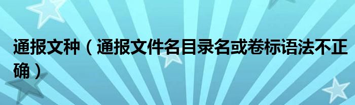 通报文种（通报文件名目录名或卷标语法不正确）