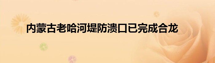 内蒙古老哈河堤防溃口已完成合龙