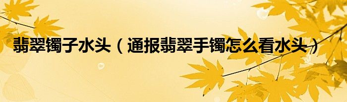 翡翠镯子水头（通报翡翠手镯怎么看水头）