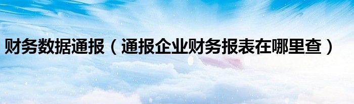 财务数据通报（通报企业财务报表在哪里查）