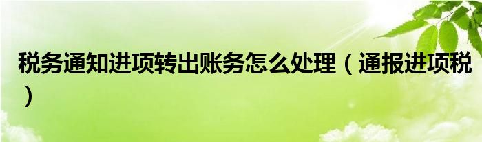 税务通知进项转出账务怎么处理（通报进项税）