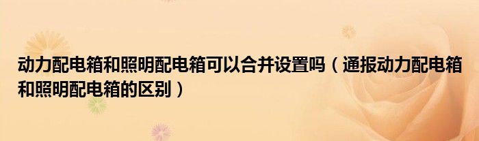 动力配电箱和照明配电箱可以合并设置吗（通报动力配电箱和照明配电箱的区别）