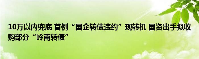 10万以内兜底 首例“国企转债违约”现转机 国资出手拟收购部分“岭南转债”