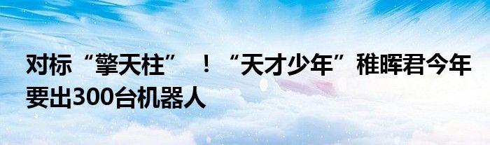 对标“擎天柱” ！“天才少年”稚晖君今年要出300台机器人