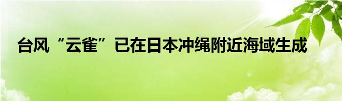 台风“云雀”已在日本冲绳附近海域生成