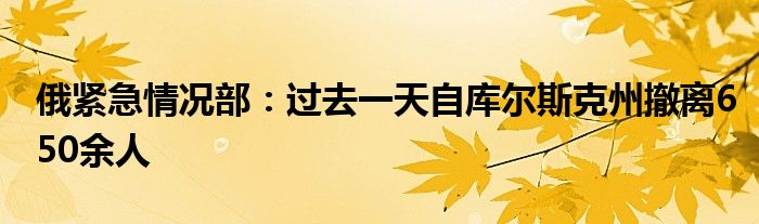 俄紧急情况部：过去一天自库尔斯克州撤离650余人