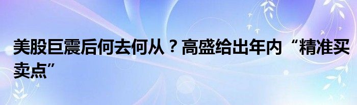 美股巨震后何去何从？高盛给出年内“精准买卖点”