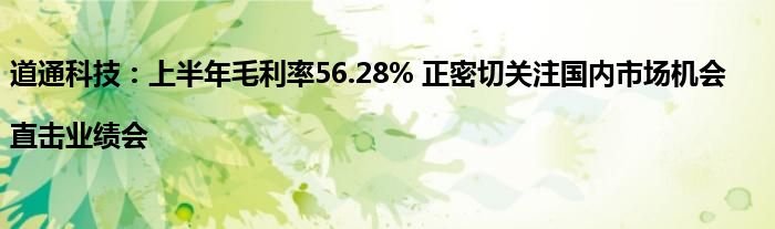 道通科技：上半年毛利率56.28% 正密切关注国内市场机会|直击业绩会