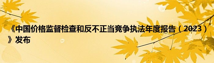 《中国价格监督检查和反不正当竞争执法年度报告（2023）》发布