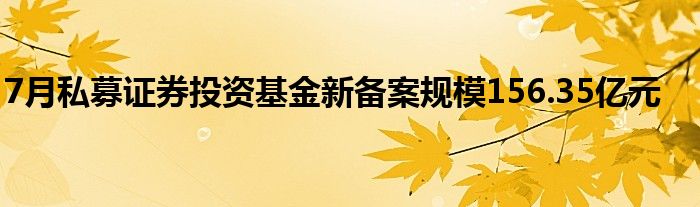 7月私募证券投资基金新备案规模156.35亿元