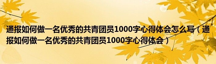 通报如何做一名优秀的共青团员1000字心得体会怎么写（通报如何做一名优秀的共青团员1000字心得体会）