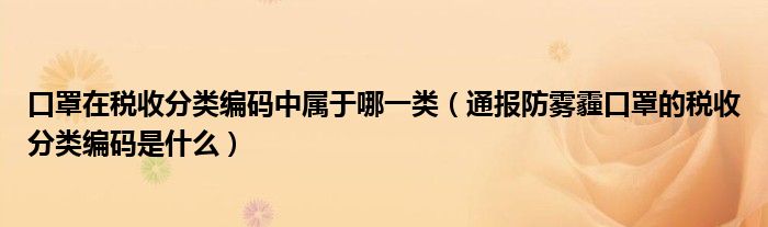 口罩在税收分类编码中属于哪一类（通报防雾霾口罩的税收分类编码是什么）