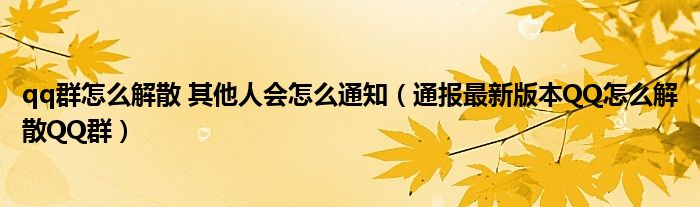 qq群怎么解散 其他人会怎么通知（通报最新版本QQ怎么解散QQ群）