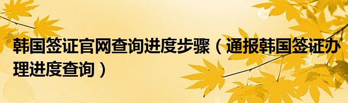 韩国签证官网查询进度步骤（通报韩国签证办理进度查询）