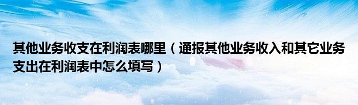 其他业务收支在利润表哪里（通报其他业务收入和其它业务支出在利润表中怎么填写）