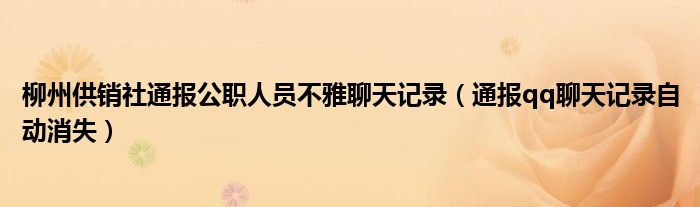 柳州供销社通报公职人员不雅聊天记录（通报qq聊天记录自动消失）