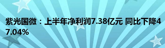 紫光国微：上半年净利润7.38亿元 同比下降47.04%