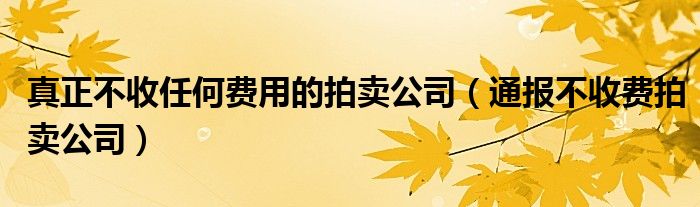 真正不收任何费用的拍卖公司（通报不收费拍卖公司）