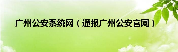 广州公安系统网（通报广州公安官网）