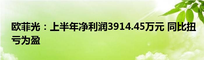 欧菲光：上半年净利润3914.45万元 同比扭亏为盈