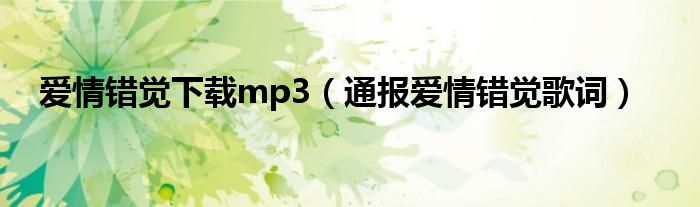 爱情错觉下载mp3（通报爱情错觉歌词）