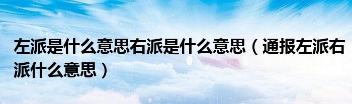 左派是什么意思右派是什么意思（通报左派右派什么意思）