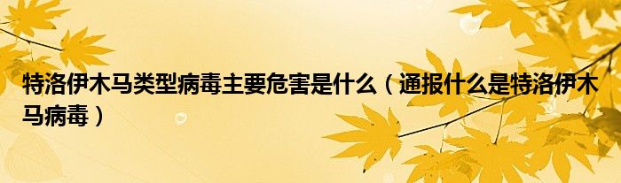 特洛伊木马类型病毒主要危害是什么（通报什么是特洛伊木马病毒）