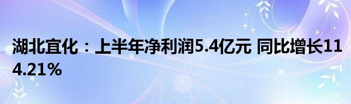 湖北宜化：上半年净利润5.4亿元 同比增长114.21%