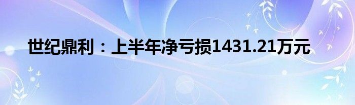 世纪鼎利：上半年净亏损1431.21万元