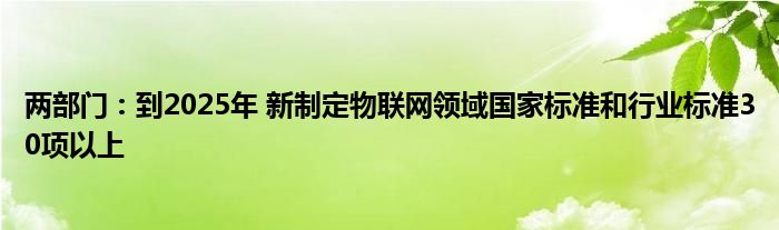 两部门：到2025年 新制定物联网领域国家标准和行业标准30项以上