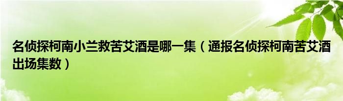 名侦探柯南小兰救苦艾酒是哪一集（通报名侦探柯南苦艾酒出场集数）